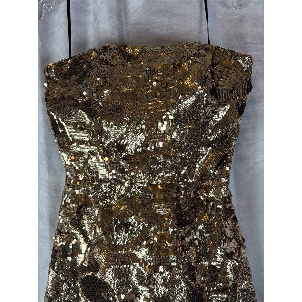 Helsi Linda Sequin Mini Dress Antique Gold Bridal Cocktail Party Medium $435 - Picture 3 of 11
